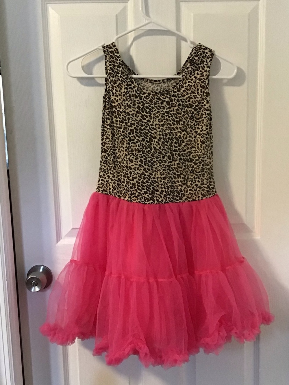 Girls Leopard Print Bodice with Bright Pink Tulle Skirt Costume